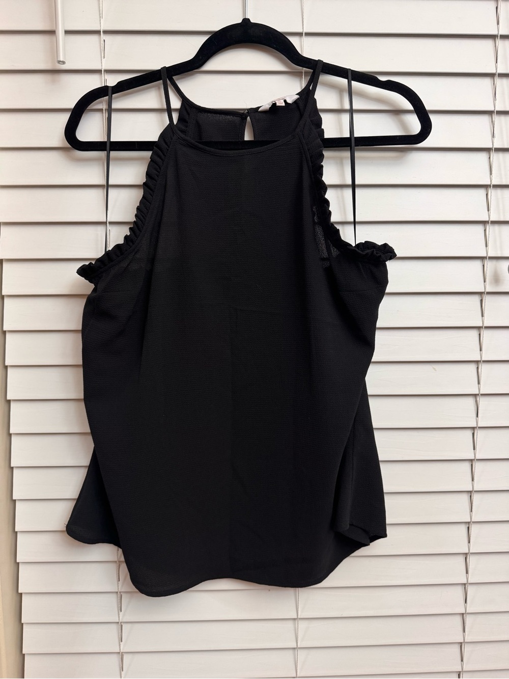 Candie's Black Ruffled Strap Halter Camisole